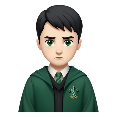 Jamie Yeates is Marcus Flint in harry potter, wear hogwarts slytherin uniform, short black hair, bulky face, often scowling or looking grumpy give him an intimidating presence sticker