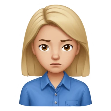 girl in a blue button-up shirt looking cynical sticker