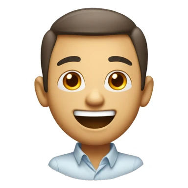 Create an animated face with large, lively eyes and a big, cheerful smile. Use bright colors to emphasize excitement and friendliness. sticker