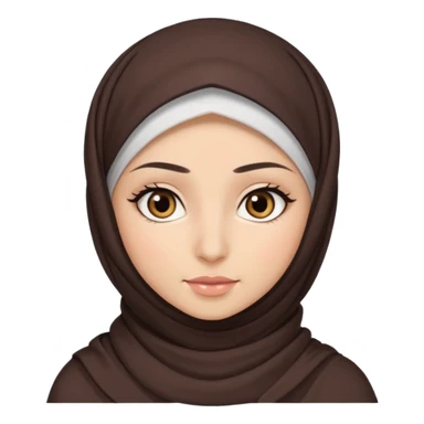hijab with appear of some hair dark brown eyes and long lashes with and light  skin sticker