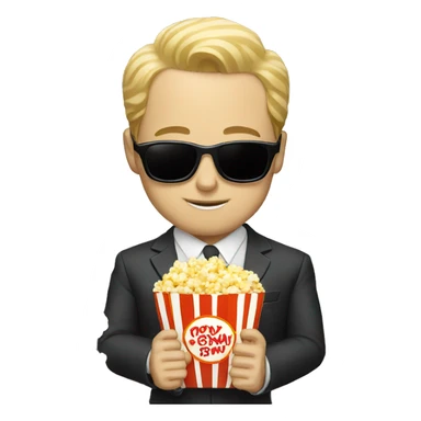 white man in suit with sunglasses eating popcorn  sticker