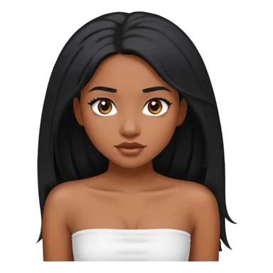 Black girl with long black hair wearing a white tube top sticker