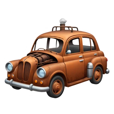 a broken car with steam coming from below the bonnet side view sticker