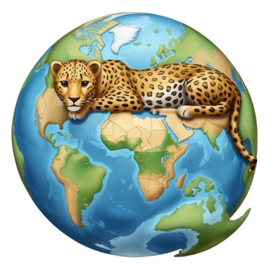 a leopard whose fur markings show a map of the earth sticker