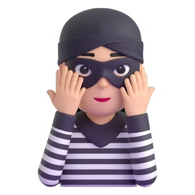character with black and white striped shirt, black beanie, black mask over eyes sticker