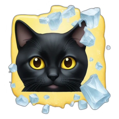 Black cat with white nose a yellow ice sticker
