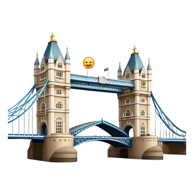 Cinematic Realistic Tower Bridge Landmark Emoji, depicted with iconic Victorian architecture spanning the River Thames, rendered with lifelike textures and dramatic natural lighting that captures its majestic presence. sticker