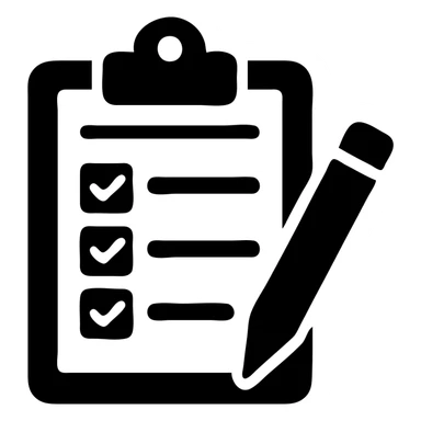 Work order document with clipboard, checklist and pencil sticker