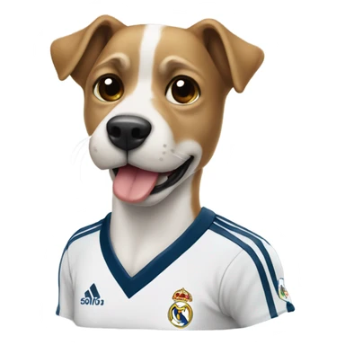 Perro con camisa Del Real madrid sticker