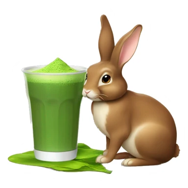 Flemish giant brown bunny drinking matcha sticker