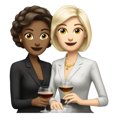 rich caucasian women two friends sipping martinis brunettes sticker