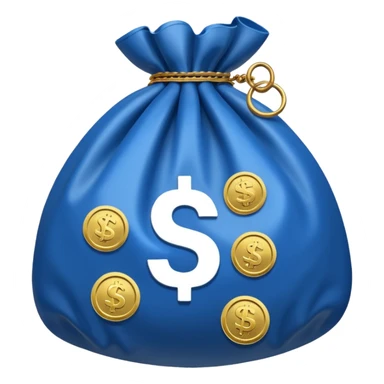blue coins inside a money bag  sticker