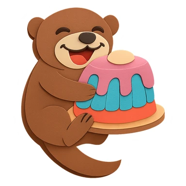 Remove the shadow of the otter, keep all other design elements unchanged, maintain transparent background sticker