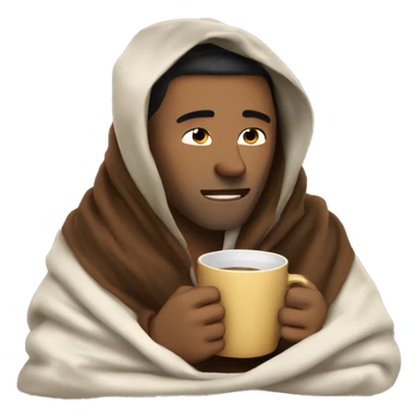 Guy inside a blanket sipping coffee eyes closed sticker