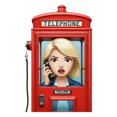Telephone booth with angry woman inside sticker