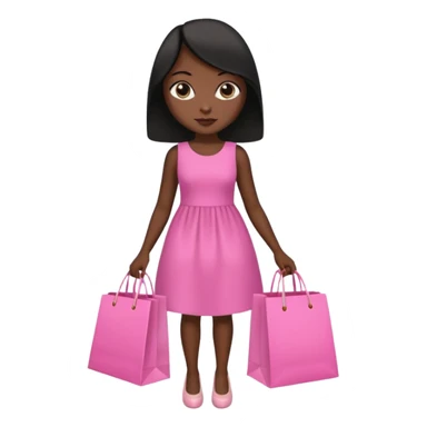 Uma menina morena cabelo liso preto olhos puxados fazendo compra com sacolas rosas  sticker