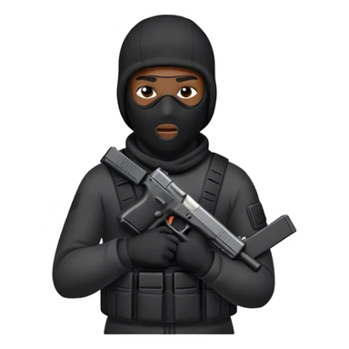 Black man in ski mask holding a Glock  sticker