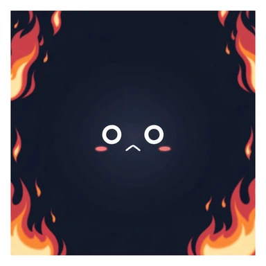 emo banner with flames, cute, expressive, minimal sticker