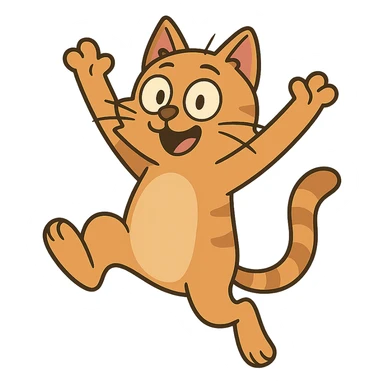 playful cat jumping sticker