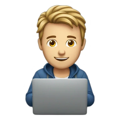 european guy using laptop sticker