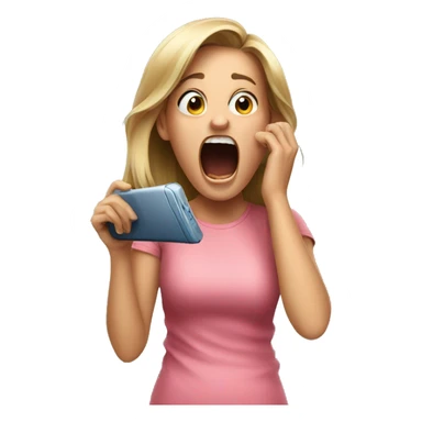 Girl screaming at phone  sticker
