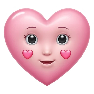 A baby pink heart shape in iOS emoji style, 3D icon, plastic texture, soft reflection, minimalist design. sticker