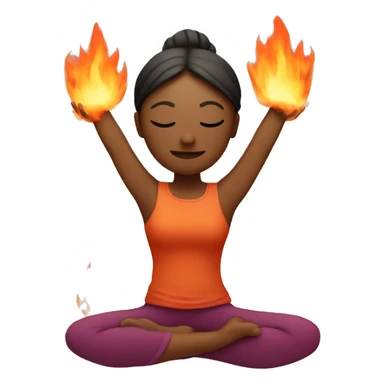 person doing yoga surrounded by fire sticker