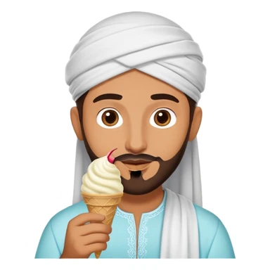 Arab man saying yes while having ice cream sticker