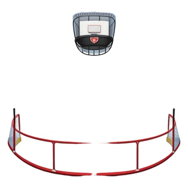 An icon showing a hockey stick, puck, skates, and goalposts on the ice. The background features a large hockey stadium with cheering fans, bright lights, and a snowy landscape visible through the arena. Transparent background highlights the main hockey equipment and atmosphere. sticker
