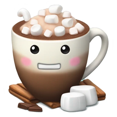 Cup of hot cocoa with marshmallows in a cute mug  sticker