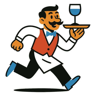 hurrying waiter sticker