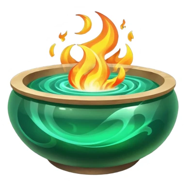 Enchanted emerald fire rising from a stone bowl sticker
