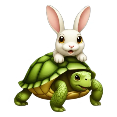 tortue sur lapin sticker