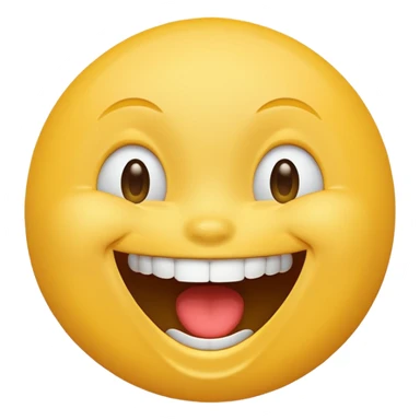Emoji, yellow round laughing face, open mouth sticker