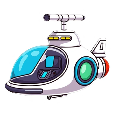 Vintage sci-fi bubble cockpit spaceship with ray guns sticker
