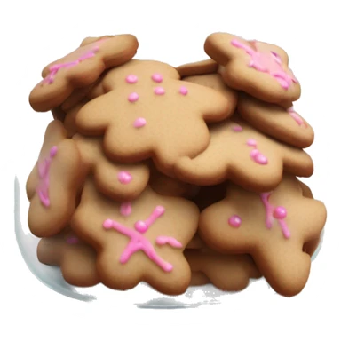 Realistic glass cookie jar with light pink lid full of gingerbread cookies isolated.  sticker