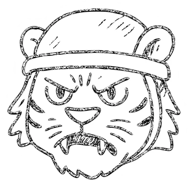 angry black tiger wearing a helmet, hand drawn outlined icon sticker