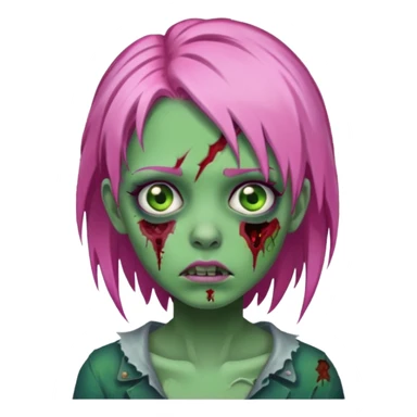 zoombie girl pink hair, green skin sticker