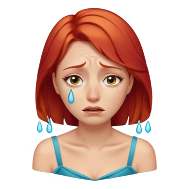Beautiful lady crying can see shoulders red hair sticker