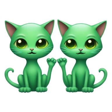 couple of green cat aliens in  love sticker