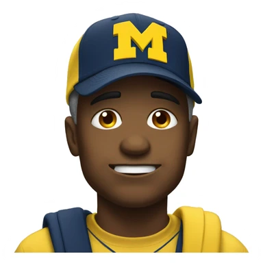 Crying face emoji wearing University of Michigan hat sticker