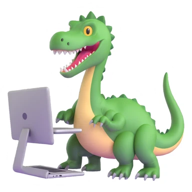 dinosaur using a computer sticker