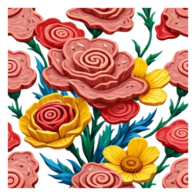 van gogh style abstract SPAM  meat flowers landscape sticker