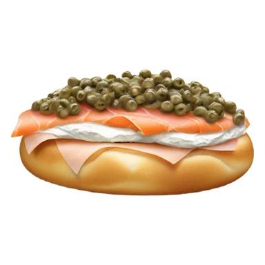 Half slice bagel with lox, cream cheese and capers sticker