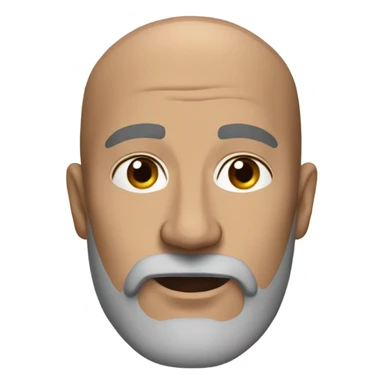 middle aged bald man big grey beard brown eyes long head sticker