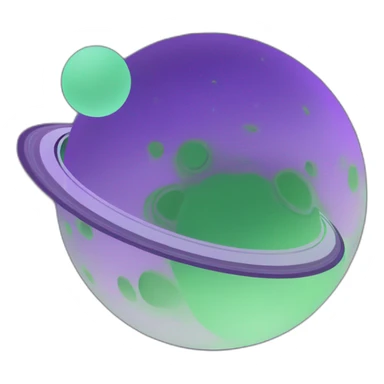 green planet with purple saturn rings and grey moon sticker