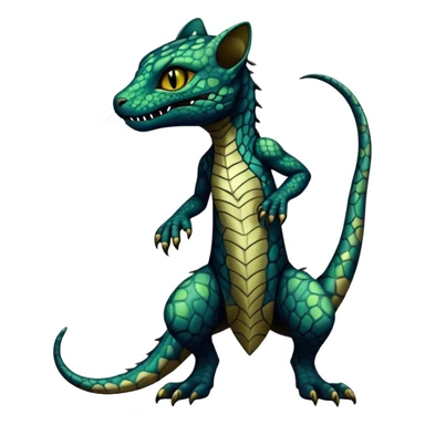 a dark gothic edgy reptilian feline-vernid-fionbri-creature with splash patterns full body sticker