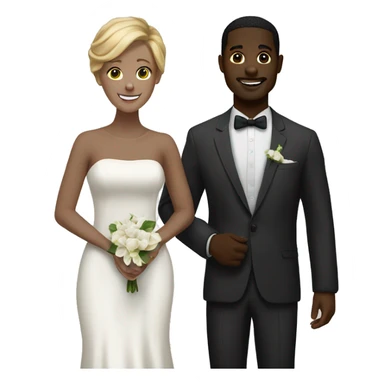 Interracial marriage white woman black man happy sticker