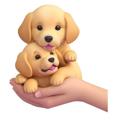 Change the corgi in the grandmother's hands to a golden retriever puppy in the same 3D emoji style, keeping the rest of the image unchanged and the background transparent. sticker