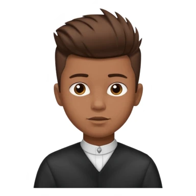 create a fringe haircut boy with a brown hair with hair little up more looking like quiff hairstyle but its going straight not on side sticker